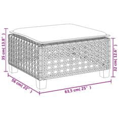 Vidaxl Vrtni stolček z blazino bež 63,5x56x32 cm poli ratan