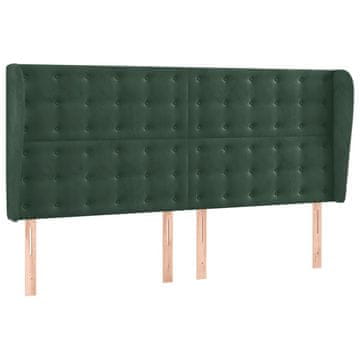 Vidaxl Vzglavje z ušesi temno zeleno 163x23x118/128 cm žamet