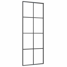 Vidaxl Drsna vrata z opremo 76x205 cm ESG steklo in aluminij