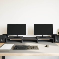 Vidaxl Stojalo za monitor nastavljivo črna hrast 80x24x10,5 cm