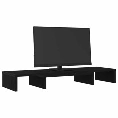 Vidaxl Stojalo za monitor nastavljivo črna hrast 80x24x10,5 cm
