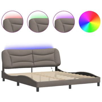 Vidaxl Posteljni okvir z LED brez vzmetnice Hvar taupe 180x200 cm tkanina