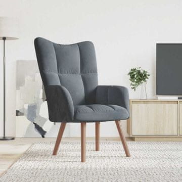 Vidaxl vidaXL Fotelj, temno siv, oblazinjen z žametom