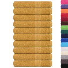 Vidaxl Brisače 10 kos zlata 100x200 cm 360 g/m² 100% bombaž