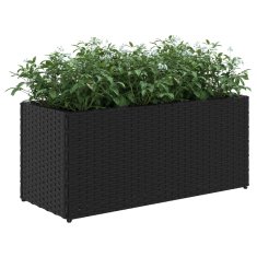 Vidaxl Vrtna korita z 2 loncema 2 kosa črna 72x30x32 cm poli ratan