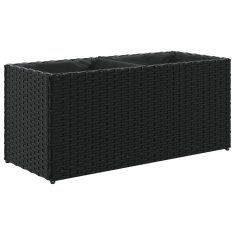 Vidaxl Vrtna korita z 2 loncema 2 kosa črna 72x30x32 cm poli ratan