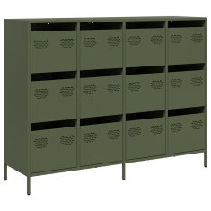 Vidaxl Komoda olivno zelena 135x39x103,5 cm hladno valjano jeklo