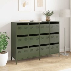 Vidaxl Komoda olivno zelena 135x39x103,5 cm hladno valjano jeklo