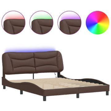 Vidaxl Posteljni okvir z LED brez vzmetnice Hvar rjav 160x200 cm
