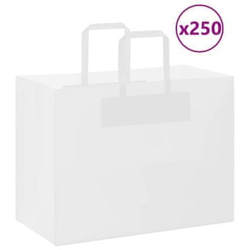 Vidaxl Papirnate vrečke 250 kosov z ročaji bela 32x17x25 cm