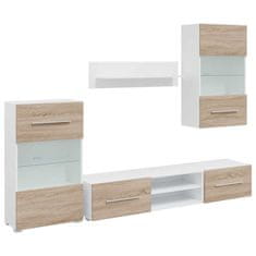 Vidaxl 5 kosov TV enote z LED osvetlitvijo Sonoma Oak Engineered Wood