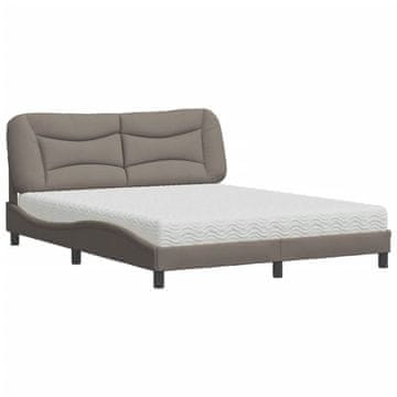 Vidaxl Postelja z vzmetnico Hvar taupe 160x200 cm blago