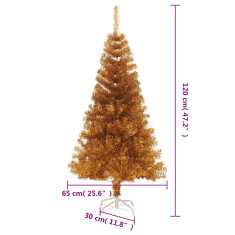 Vidaxl Umetna novoletna jelka s stojalom zlata 120 cm PET