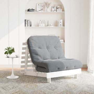 Vidaxl vidaXL Futon kavč z ležiščem in vzmetnico bel 90x206x11 cm