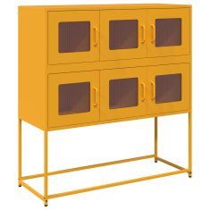 Vidaxl Komoda gorčično rumena 100,5x39x107 cm hladno valjano jeklo
