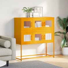 Vidaxl Komoda gorčično rumena 100,5x39x107 cm hladno valjano jeklo