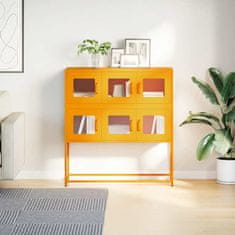 Vidaxl Komoda gorčično rumena 100,5x39x107 cm hladno valjano jeklo
