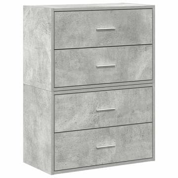 Vidaxl Omarice z 2 predaloma 2 kosa betonsko siva 60x31x40 cm inž. les