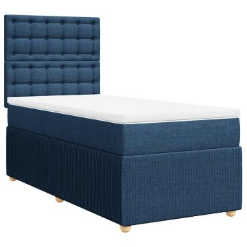 Vidaxl Box spring postelja z vzmetnico modra 80x200 cm blago