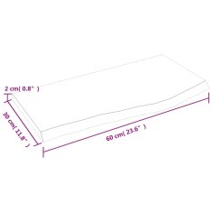 Vidaxl Stenska polica 60x30x2 cm neobdelana trdna hrastovina