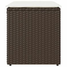 Vidaxl Vrtni stolčki z blazinami 2 kosa Rjava 40x40x43 cm Poly Rattan
