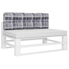 Vidaxl Blazina za kavč iz palet siv karo vzorec 120x40x12 cm