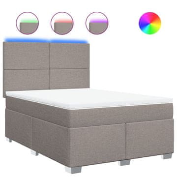 Vidaxl Box spring postelja z vzmetnico taupe 140x190 cm blago