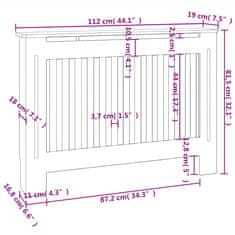 Vidaxl Dekorativen Pokrov/Omarica za Radiator 112 cm MDF Bele Barve