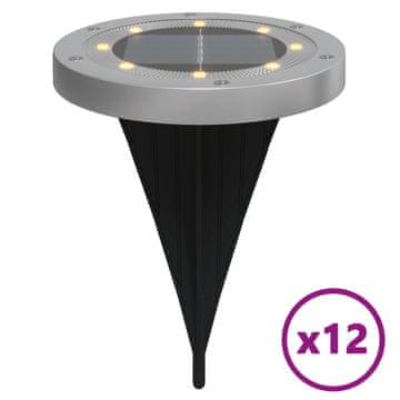 Vidaxl Solarne talne svetilke s konicami zunanje 12 kosov toplo bele