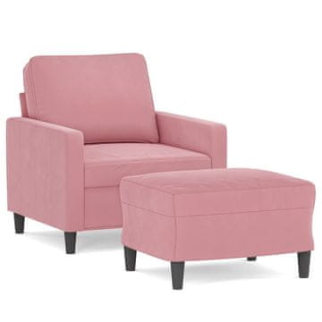 Vidaxl Fotelj s stolčkom za noge roza 60 cm žamet