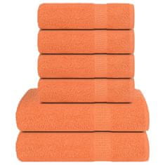 Vidaxl Komplet brisač 6-delni oranžna 360 gsm 100% bombaž