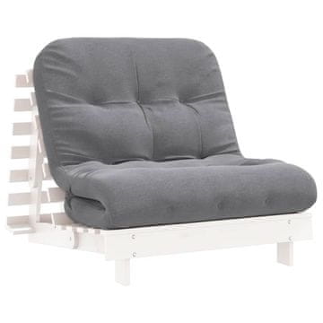 Vidaxl Futon z ležiščem bela 80x206x11 cm trdna borovina