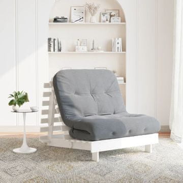 Vidaxl vidaXL Futon kavč z ležiščem in vzmetnico bel 80x206x11 cm