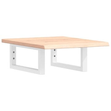 Vidaxl Stenska polica za umivalnik jeklo in trdna hrastovina