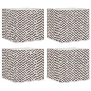 Vidaxl Škatle za shranjevanje 4 kosi rjav 32x32x32 cm blago