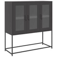 Vidaxl Komoda črna 100,5x39x107 cm hladno valjano jeklo