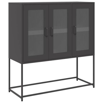 Vidaxl Komoda črna 100,5x39x107 cm hladno valjano jeklo