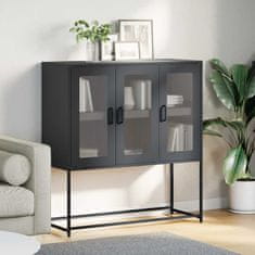 Vidaxl Komoda črna 100,5x39x107 cm hladno valjano jeklo