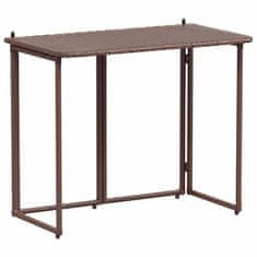 Vidaxl Zložljiva vrtna miza Brown 90x51x75 cm Poly Rattan
