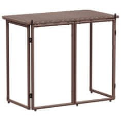 Vidaxl Zložljiva vrtna miza Brown 90x51x75 cm Poly Rattan