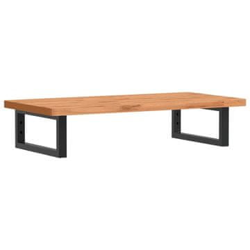 Vidaxl Stenska polica za umivalnik jeklo in trdna bukovina