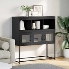 Vidaxl Komoda črna 100,5x39x107 cm hladno valjano jeklo