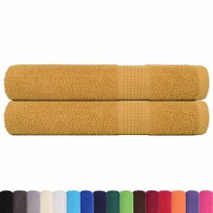 Vidaxl Brisače za savno 2 kos zlata 80x200 cm 360 g/m² 100% bombaž