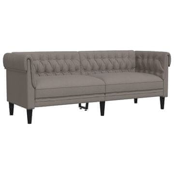 Vidaxl Kavč trosed Chesterfield taupe tkanina