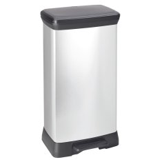 Vidaxl Smetnjak s pedalom Deco 50 L srebrn