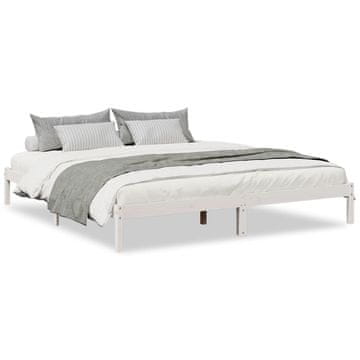 Vidaxl Daljši posteljni okvir brez vzmetnice bel 200x220 cm borovina