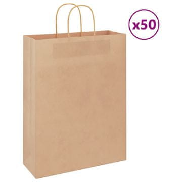 Vidaxl vidaXL Kraft papirnate vrečke 50 kosov z ročaji rjave barve 32 x 12 x 42 cm