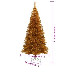 Vidaxl Umetna novoletna jelka s stojalom zlata 240 cm PET