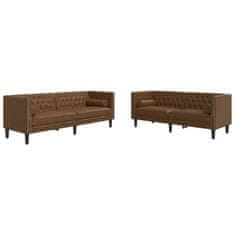 Vidaxl Komplet Chesterfield kavčev z vzglavniki 2-delna umetno usnje