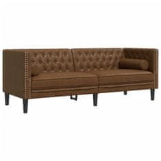 Vidaxl Komplet Chesterfield kavčev z vzglavniki 2-delna umetno usnje